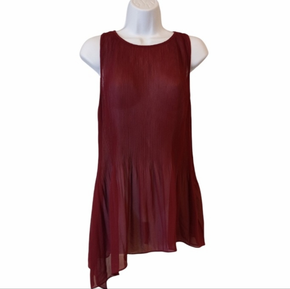 BCBGeneration Pleated Aysemetrical Sheer Top